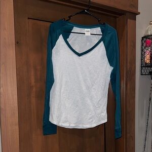Victoria’s Secret Pink Baseball Style Long Sleeve V-Neck